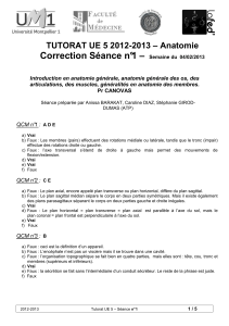 Correction Séance n°1 – TUTORAT UE 5 2012-2013 – Anatomie