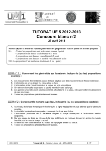 Concours blanc n°2 TUTORAT UE 5 2012-2013 27 avril 2013