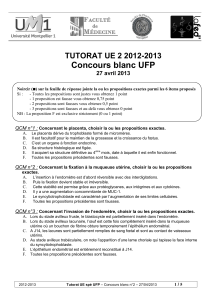 Concours blanc UFP TUTORAT UE 2 2012-2013 27 avril 2013