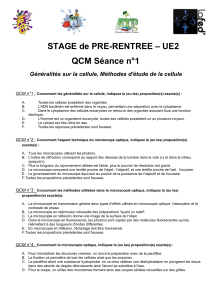 – UE2 STAGE de PRE-RENTREE QCM Séance n°1