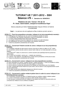 Séance n°9 – TUTORAT UE 7 2011-2012 – SSH
