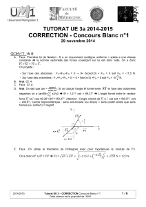 CORRECTION - Concours Blanc n°1 TUTORAT UE 3a 2014-2015 29 novembre 2014