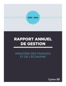 rAPPOrT ANNuEL DE GESTION ministère des Finances et de l’Économie