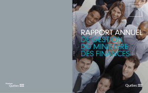 RappoRt annuel de gestion du MinistèRe des Finances