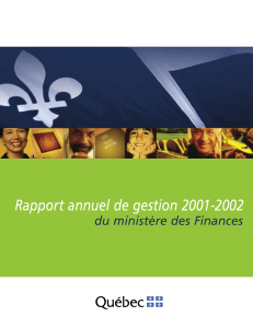 Rapport annuel de gestion 2001-2002 du ministère des Finances
