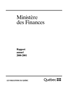 Ministère des Finances Rapport annuel