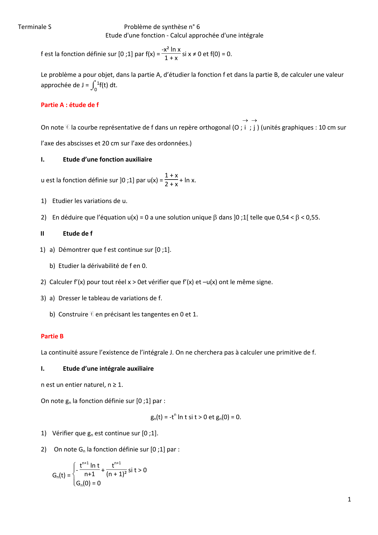 Ps6 Etude Fonction Calcul Approche Integrale