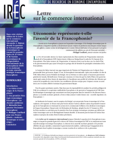 Lettre sur le commerce international L’économie représente-t-elle l’avenir de la Francophonie?