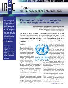 Lettre sur le commerce international L’innovation : gage de croissance et de développement durables?