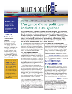 BULLETIN DE L’ L’urgence d’une politique industrielle au Québec L