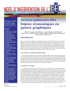 NOTE D’INTERVENTION DE L’ Enjeux économiques en Élections québécoises 2014