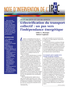 NOTE D’INTERVENTION DE L’ L’électrification du transport collectif : un pas vers