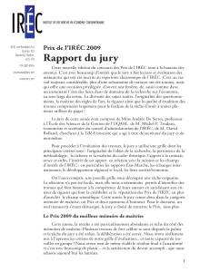 Rapport du jury Prix de l’IRÉC 2009