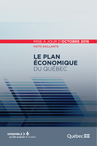 LE PLAN ÉCONOMIQUE DU QUÉBEC MISE À JOUR D’