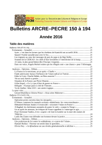 Bulletins ARCRE–PECRE 150 à 194 Année 2016 Table des matières