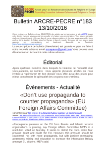 Bulletin ARCRE­PECRE n°183 13/10/2016