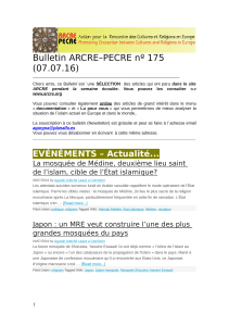 Bulletin ARCRE–PECRE nº 175 (07.07.16)