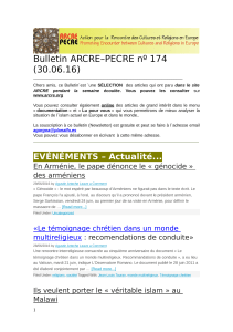 Bulletin ARCRE–PECRE nº 174 (30.06.16)