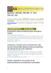 Bulletin ARCRE–PECRE nº 154 (04.02.16)