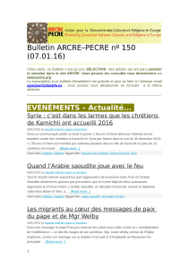Bulletin ARCRE–PECRE nº 150 (07.01.16)