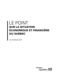 Le point sur la situation Économique et financière du quÉbec