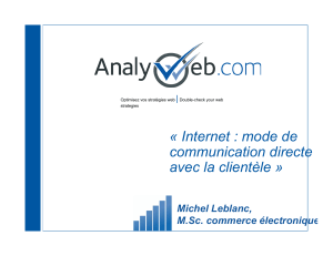 « Internet : mode de communication directe avec la clientèle » Michel Leblanc,