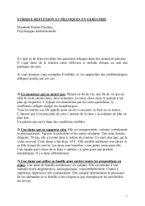 ETHIQUE REFLEXION ET PRATIQUES EN GERIATRIE  Elisabeth Penlaë-Flochlay Psychologue institutionnelle.