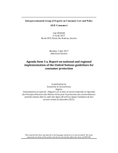 Agenda Item 3 a. Report on national and regional implementation of the United Nations guidelines for consumer protection , Conseil de la Concurrence - Algérie