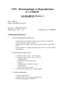 ! UE9 - Hormonologie et Reproduction Pr LAMBERT LE DIABÈTE (Partie 1)