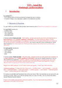 UE5 - Sémiologie cardiovasculaire  I.