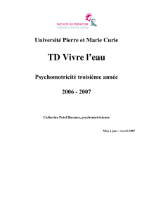 TD Vivre l’eau Université Pierre et Marie Curie Psychomotricité troisième année