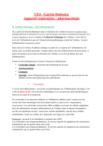 UE4 - Guérin-Dubourg Appareil respiratoire : pharmacologie B. Asthme chronique : Anti-inflammatoires