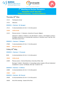 7 Meeting on Nuclear Receptors Thursday 18 May