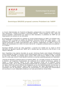Communiqué de presse  Dominique BAUDIS proposé comme Président de l’ARPP