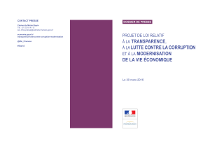 TRANSPARENCE PROJET DE LOI RELATIF À LA DOSSIER DE PRESSE