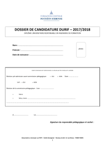 Dossier de candidature DURIF