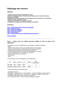 Dépistage des cancers Objectifs :