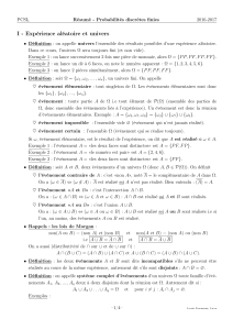 I - Expérience aléatoire et univers