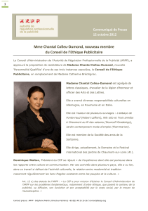 Mme Chantal Colleu-Dumond, nouveau membre du Conseil de l’Ethique Publicitaire 1