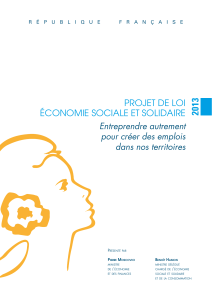 2013 PROJET DE LOI écOnOmIE sOcIaLE ET sOLIDaIRE Entreprendre autrement