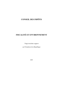 Conseil des impôts, Fiscalité et environnement