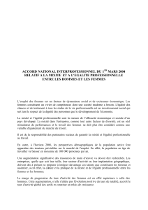 Accord national Interprofessionnel du 1er mars 2004 relatif à la mixité et à l'égalité professionnelle entre les hommes et les femmes