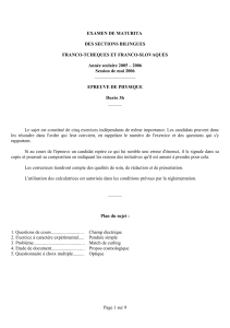 EXAMEN DE MATURITA DES SECTIONS BILINGUES FRANCO-TCHEQUES ET FRANCO-SLOVAQUES