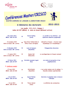 2012-2013 &amp; Séminaires des doctorants  Les jeudis, 14 h-16 h, Campus 1
