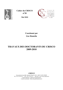 TRAVAUX DES DOCTORANTS DU CRISCO 2009-2010 Cahier du CRISCO