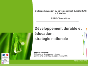 Développement durable et éducation: stratégie nationale Colloque Education au développement durable 2013