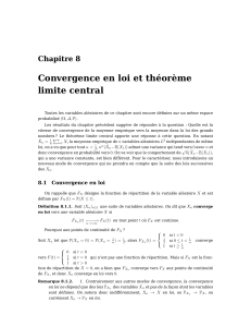 Convergence en loi et théorème limite central Chapitre 8 (Ω,