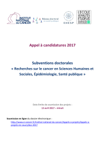 Appel à candidatures 2017 Subventions doctorales