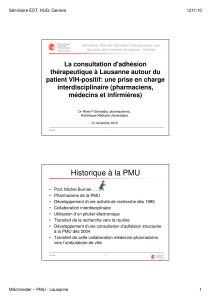 La consultation d'adhésion thérapeutique à Lausanne autour du interdisciplinaire (pharmaciens,