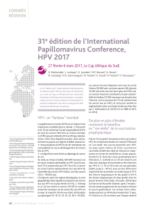 31 édition de l’International Papillomavirus Conference, HPV 2017